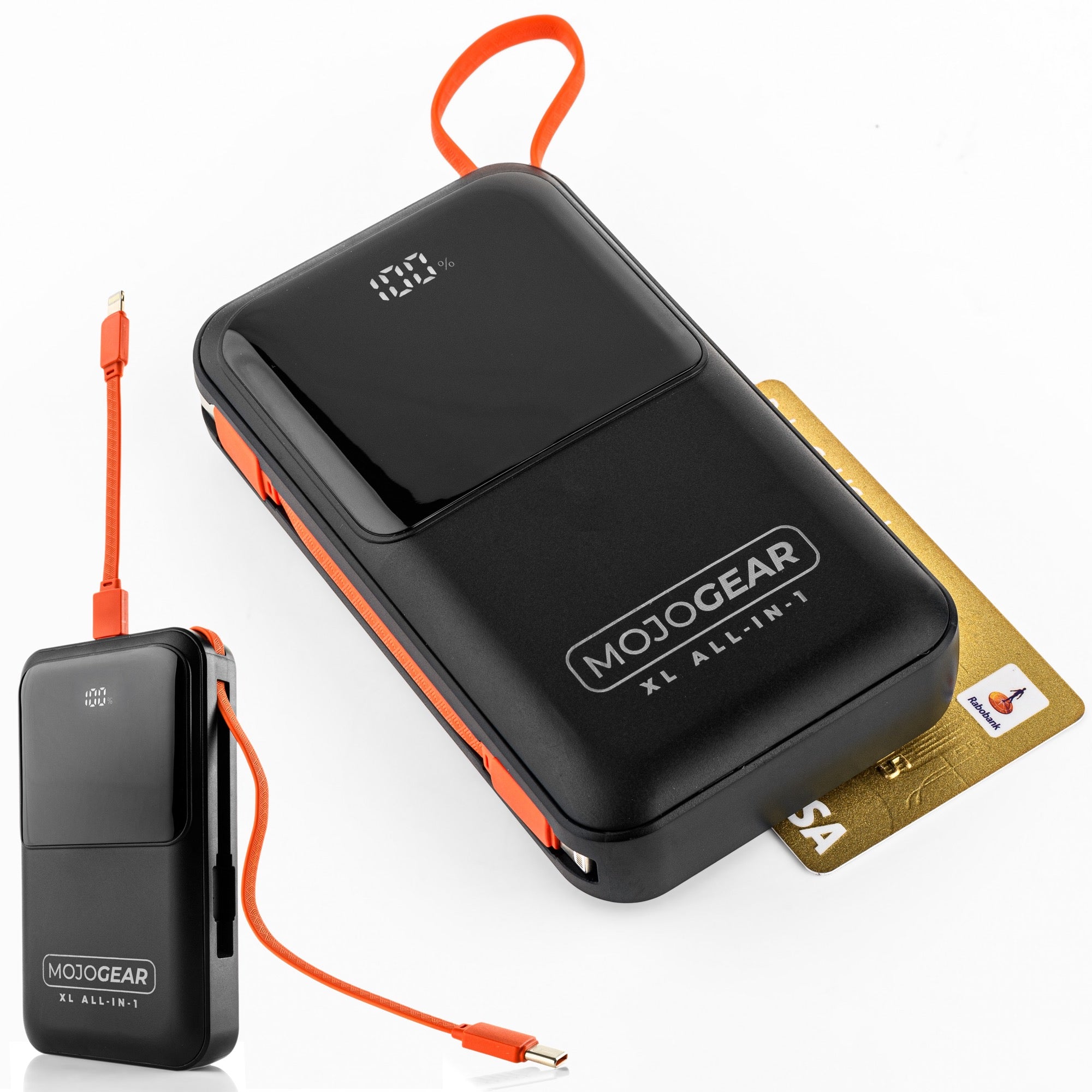 MOJOGEAR XL All in 1 Power Bank 20 000 mAh with built in Lightning and USB C cables