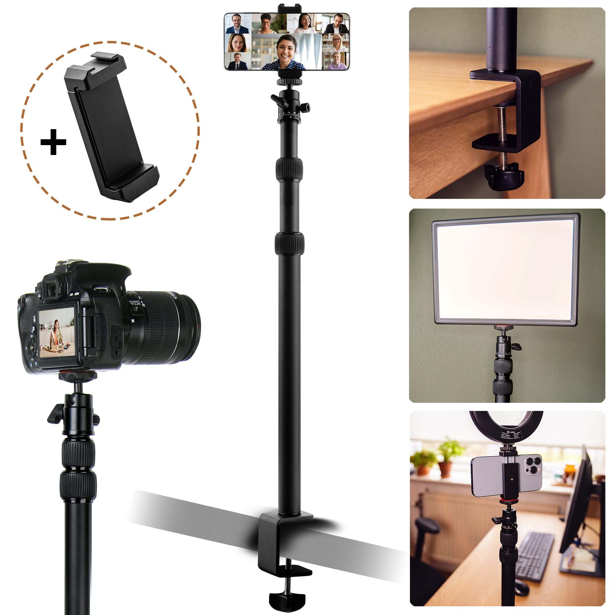 Moman IST01 Selfie Stick Stativ, 153cm Aluminium Tragbar Handy Stativ Handyhalter Selfie Stange für Smartphones, All in 1 Selfiestick