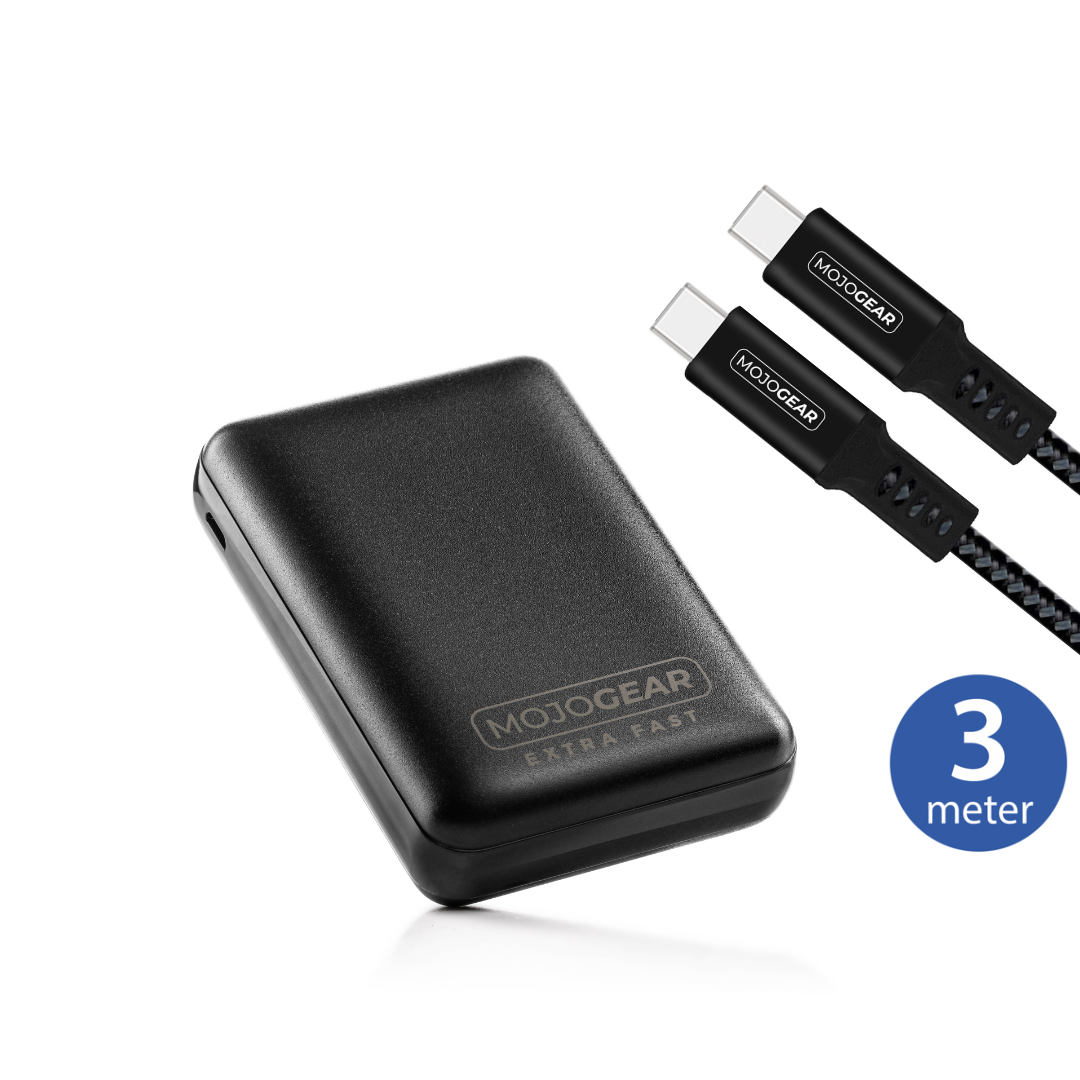 mojo gear MOJOGEAR MINI EXTRA FAST 10,000 mAh power bank with USB-C to USB-C cable 100W USB 3.1 Extra Strong 3m Size:A2 - Tall/Slim Victoria eTrekking 5.9 H Hydraulic Brakes