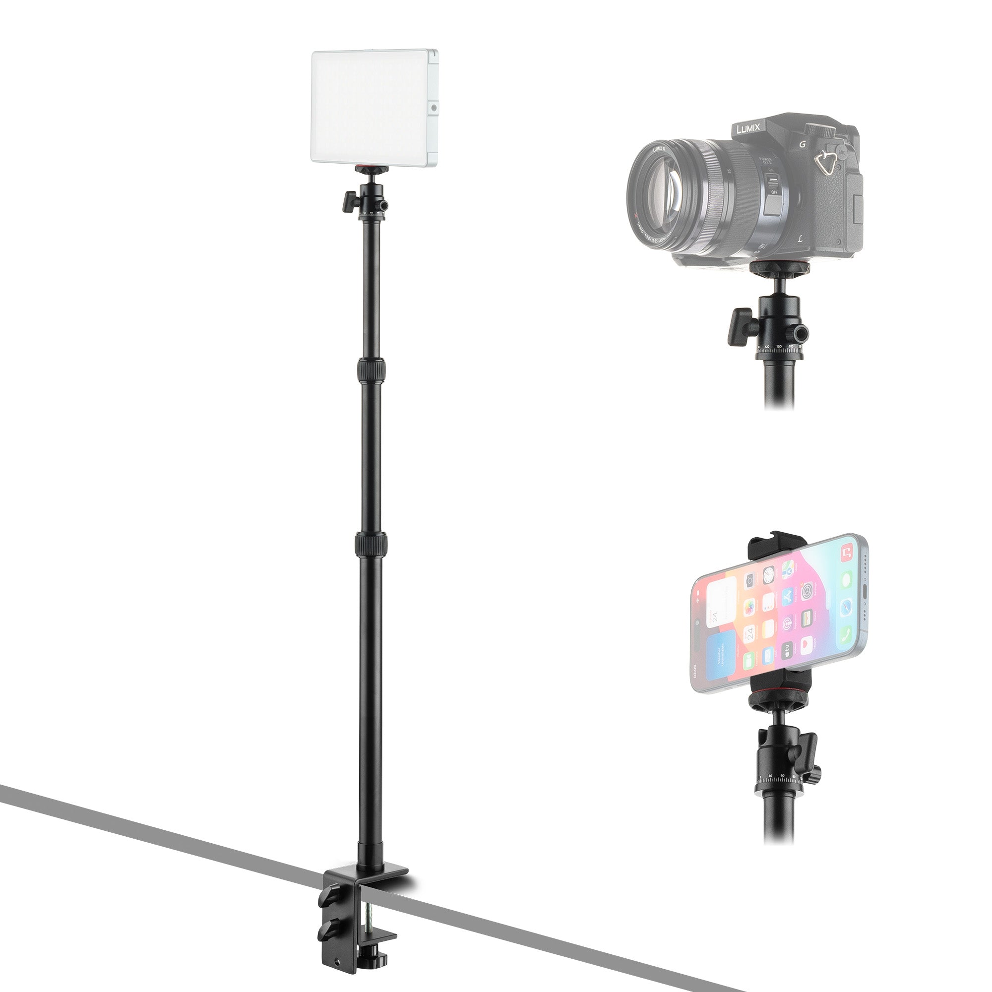 UTEBIT Klem met Kogelkop Statiefklem - Klemhouder met 1/4 schroef 360 graden Cameraklem Klem Statief Flitsrail voor DSLR Camerastatief UTEBIT Klem met Kogelkop Statiefklem - Klemhouder met 1/4 schroef 360 graden Cameraklem Klem Statief Flitsrail voor DSLR Camerastatief