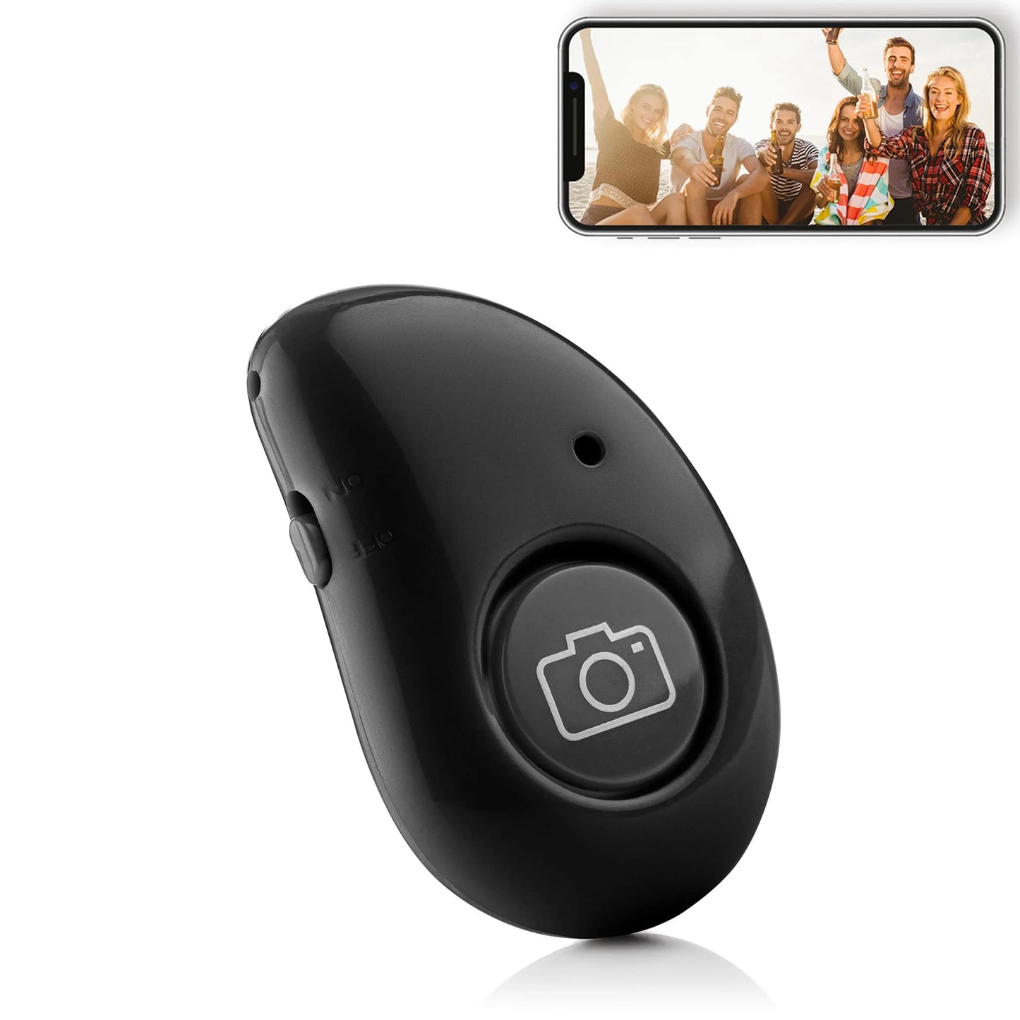 Bluetooth remote shutter afstandsbediening voor smartphone camera – verschillende kleuren - Zwart