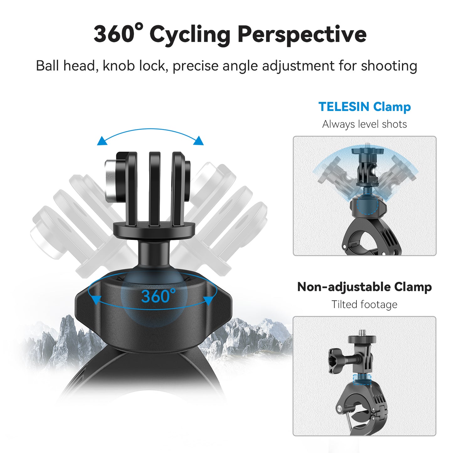 Telesin Bike Tube Mount for action cam - 360º rotatable