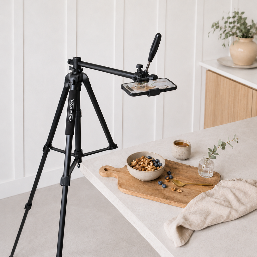 MOJOGEAR 179cm 3-in-1 camera & telefoon statief: driepoot, monopod & horizontale arm - Grote statieven