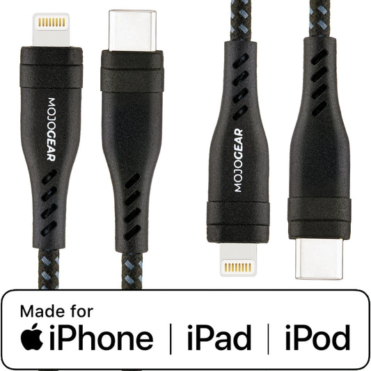 2x MOJOGEAR Apple Lightning naar USB-C kabel Extra Sterk [DUOPACK] - Telefoonkabels