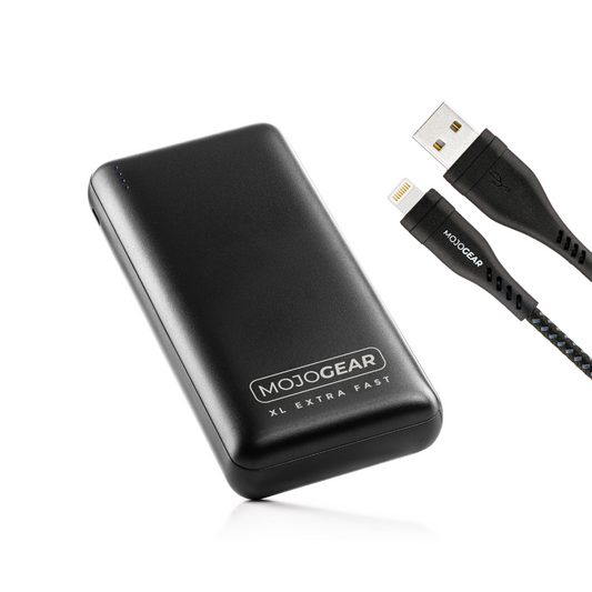 MOJOGEAR MINI XL 20.000 mAh EXTRA FAST powerbank met Apple Lightning naar USB kabel Extra Sterk