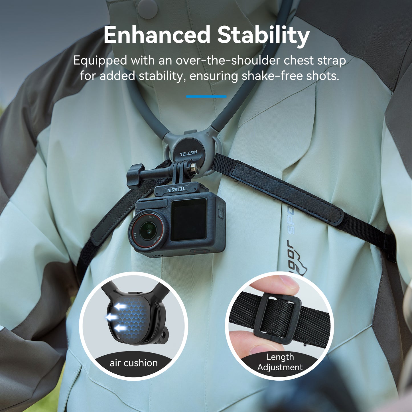 Telesin 360° Neck Mount Combo - for GoPro & Smartphone - Grey
