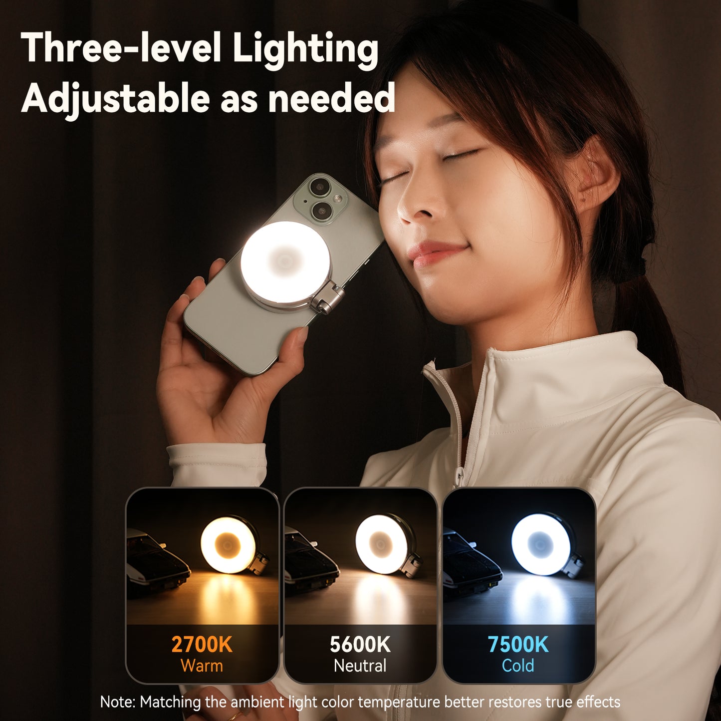 Telesin C03 MagSafe Selfie Light met spiegel – Zilver