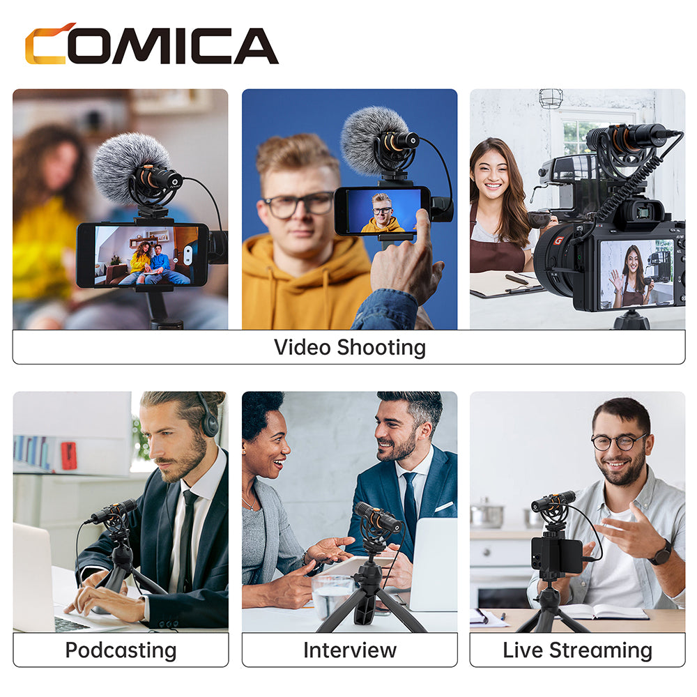 Comica VM10 Pro compact microphone for phone and camera - with 3.5mm and USB-C