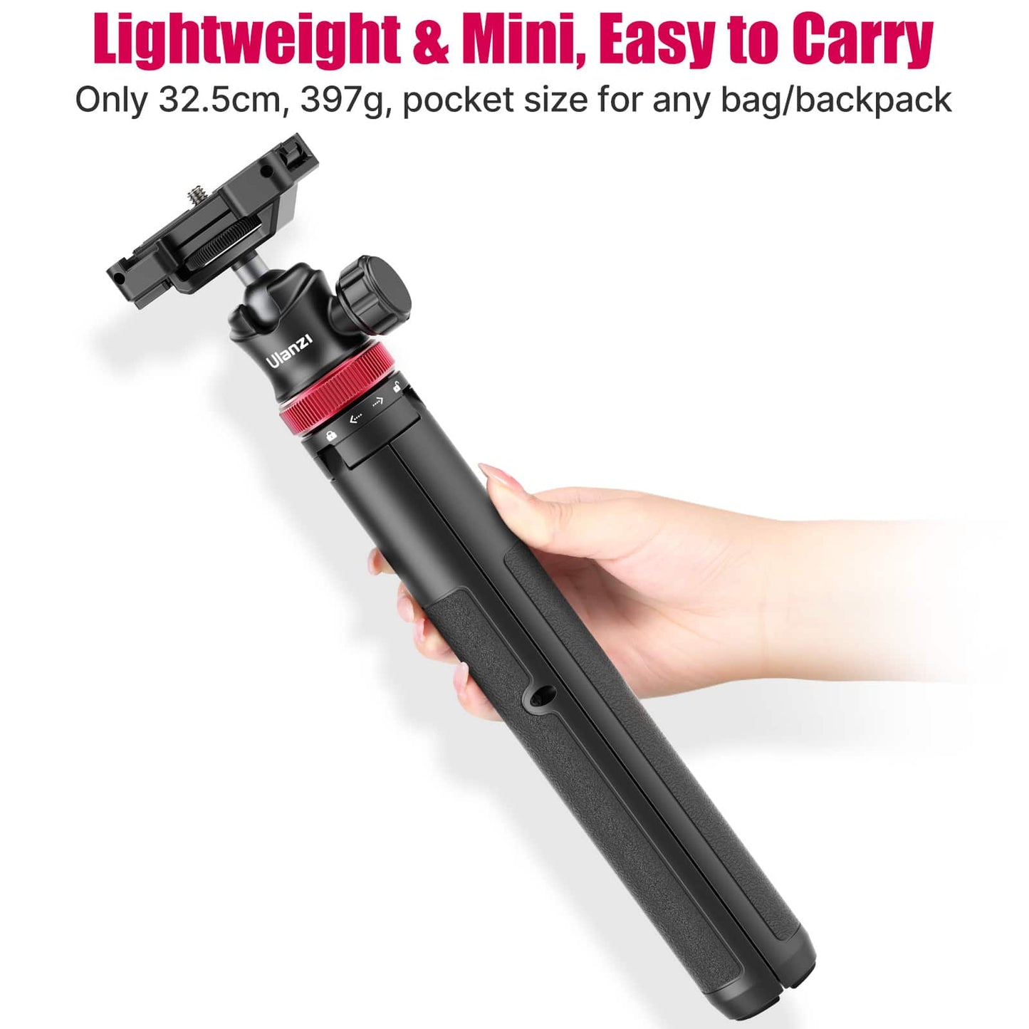 Ulanzi MT-44 Selfiestick Statief voor telefoon en camera - 146cm - Zwart