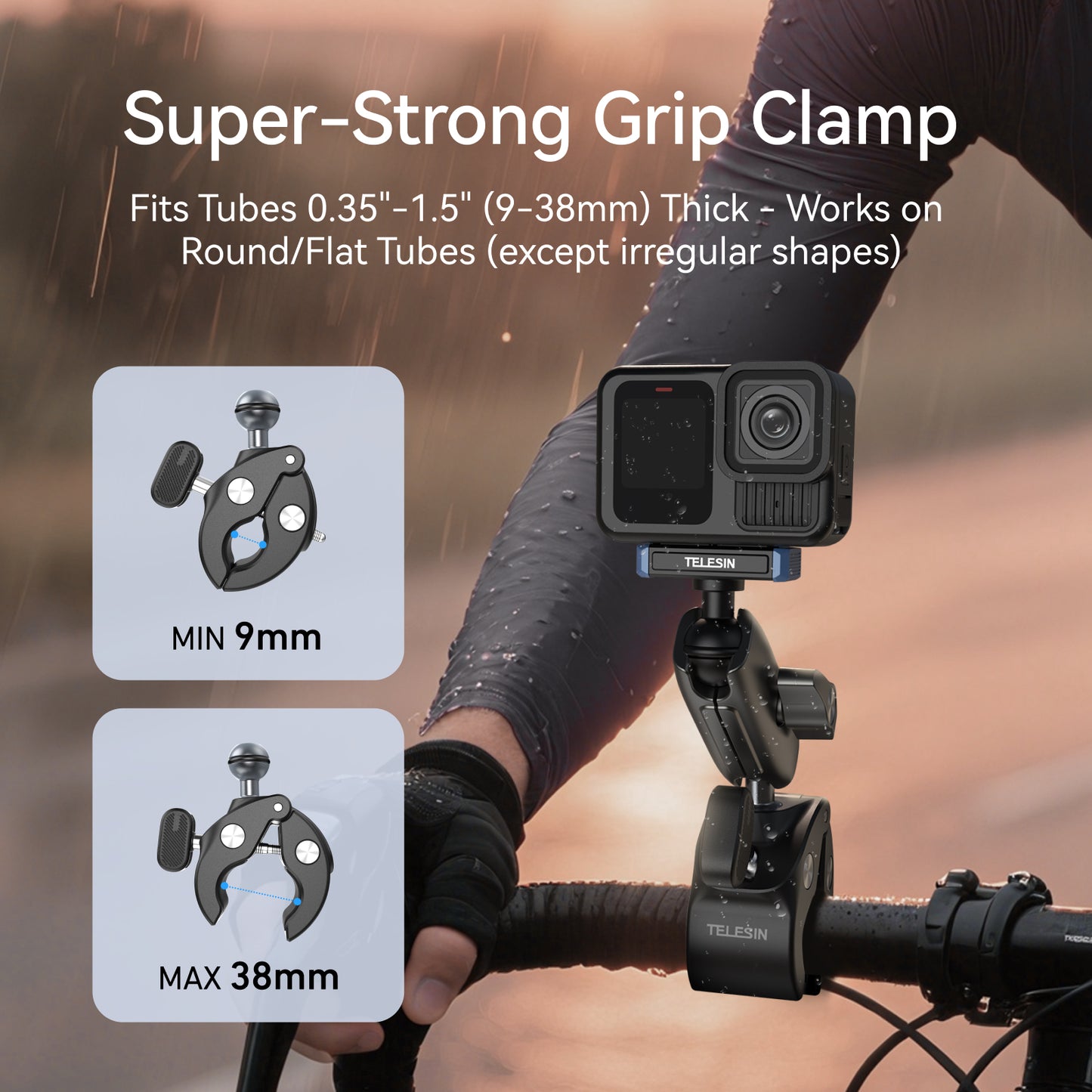 Telesin S3-HBM-13-TGP Tube Clamp for GoPro 13 - Grey