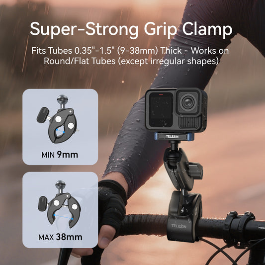 Telesin Tube Clamp voor GoPro 13 - Grijs - GoPro Mounts