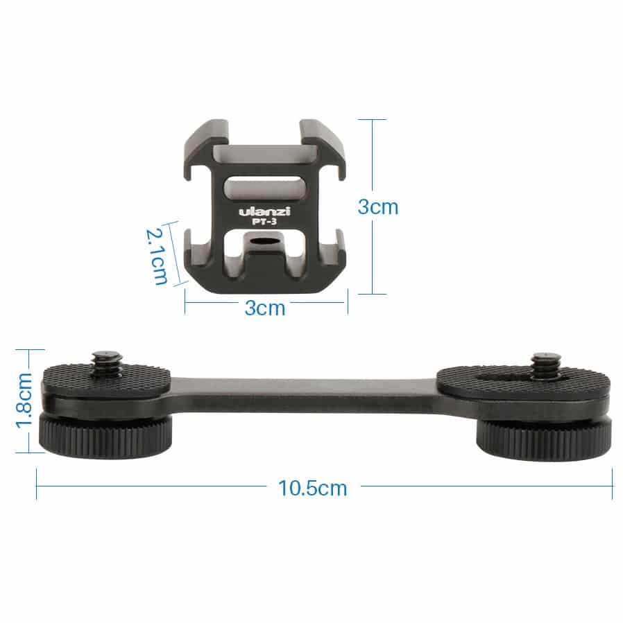 Ulanzi PT-3 Triple Cold Shoe Mount for Gimbal, Camera and Smartphone Rig