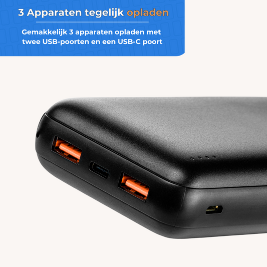 MOJOGEAR MINI XL 20.000 mAh EXTRA FAST powerbank met USB-C naar USB kabel Extra Sterk 1,5m - Powerbanks