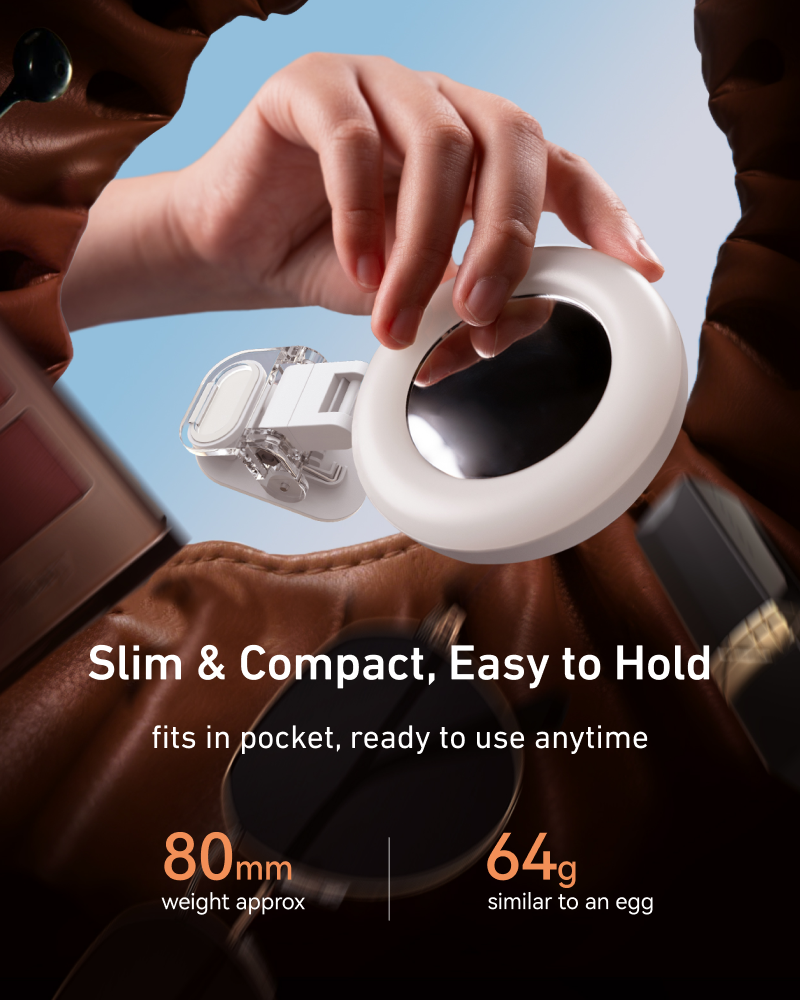 Telesin Mini Selfie Ring Light with Clip for Smartphone - White