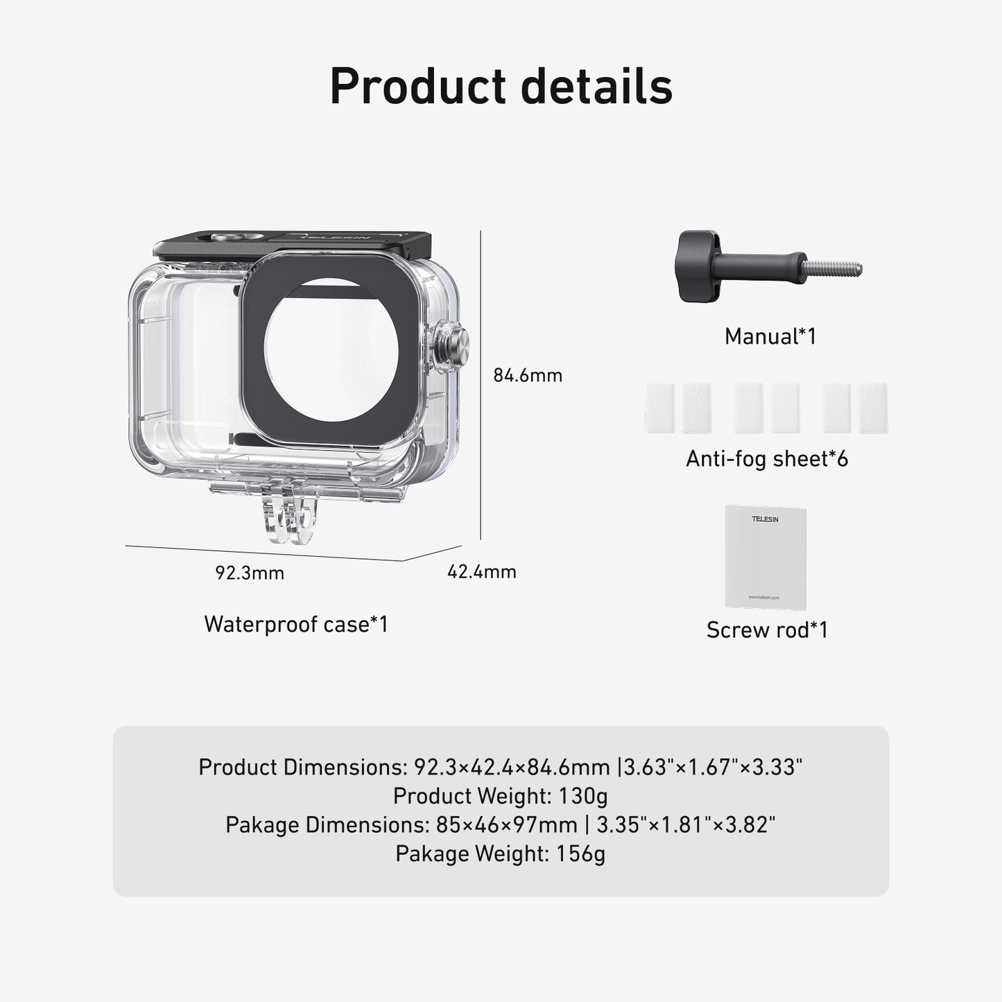 Telesin Waterproof Case voor DJI Osmo Action 6