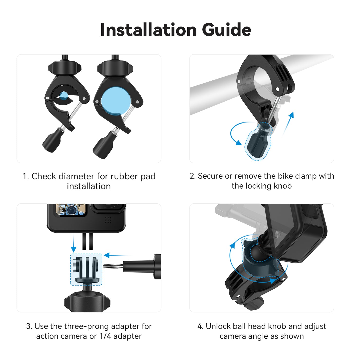 Telesin Bike Tube Mount for action cam - 360º rotatable