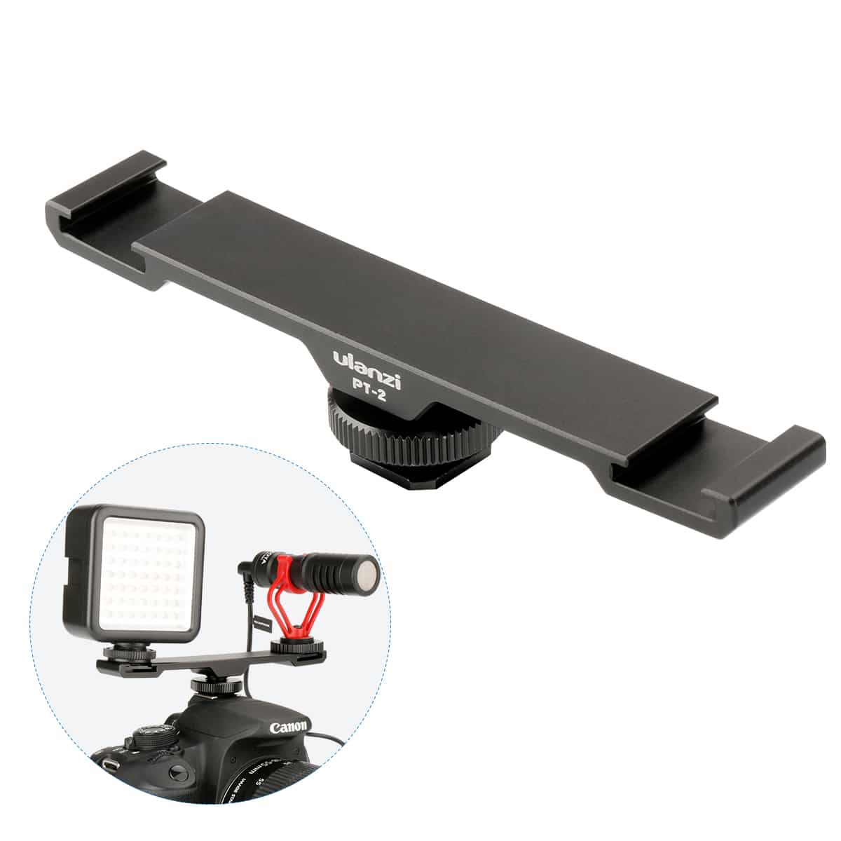 Ulanzi PT-2 Dual Cold Shoe Mount voor camera en telefoonhouder