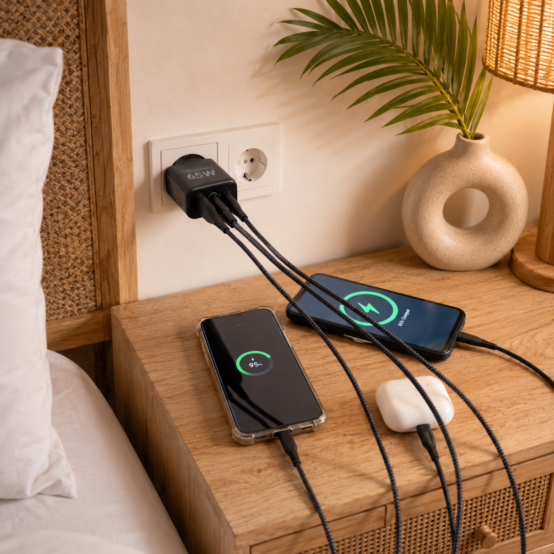 MOJOGEAR CHARGE+ Combo: 65W oplader met USB-C kabel 1,5 meter - Opladers