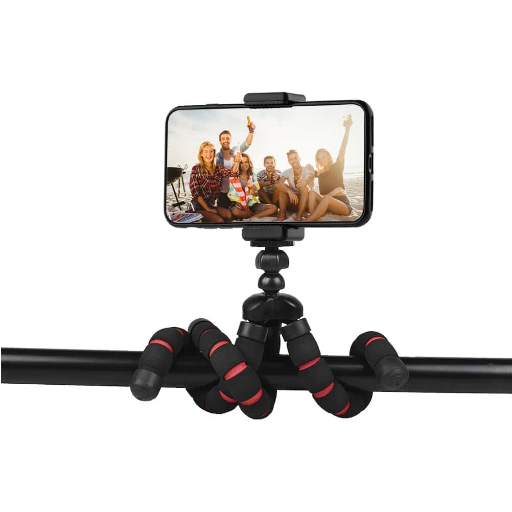 Flexible mini tripod with foam rubber legs Black/Red