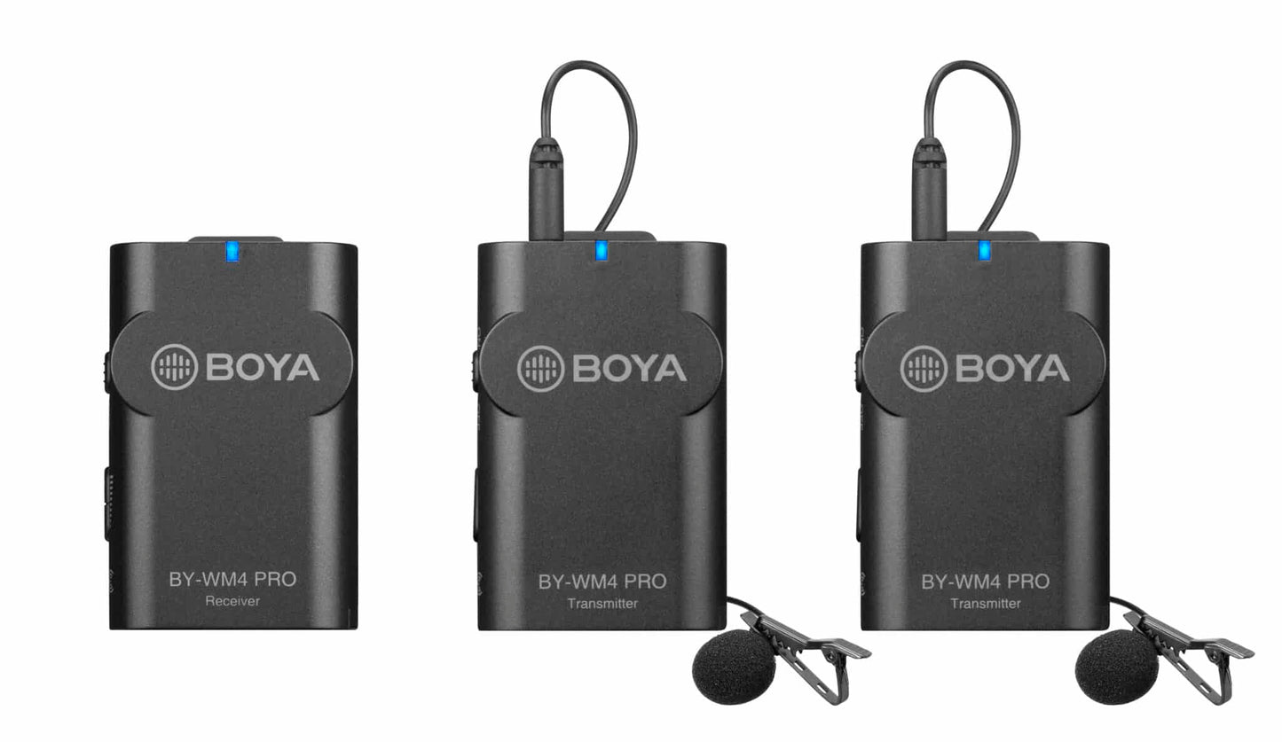 BOYA WM4 Pro K2 draadloze microfoon met 2 zenders - voor smartphone / camera / PC