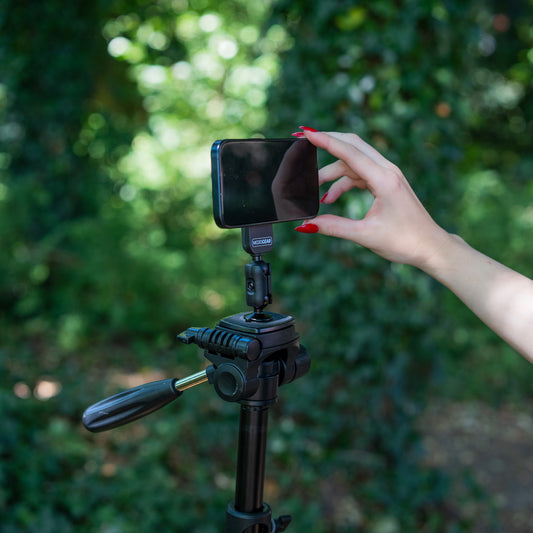 MOJOGEAR Premium Magnetische telefoonhouder voor statief - Kantelbaar en draaibaar - Telefoonhouders