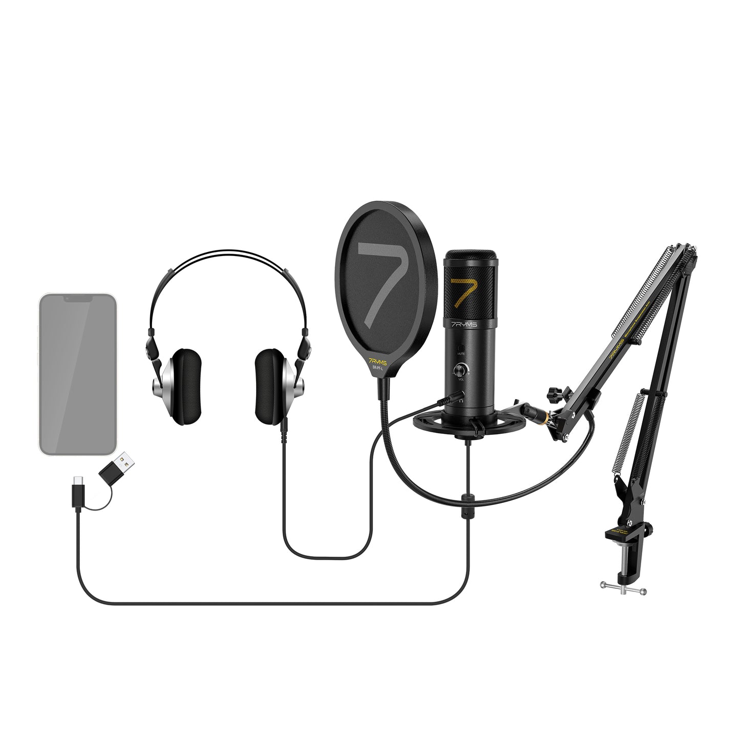 7RYMS AU01-K1 USB Microphone Kit with Table Clamp