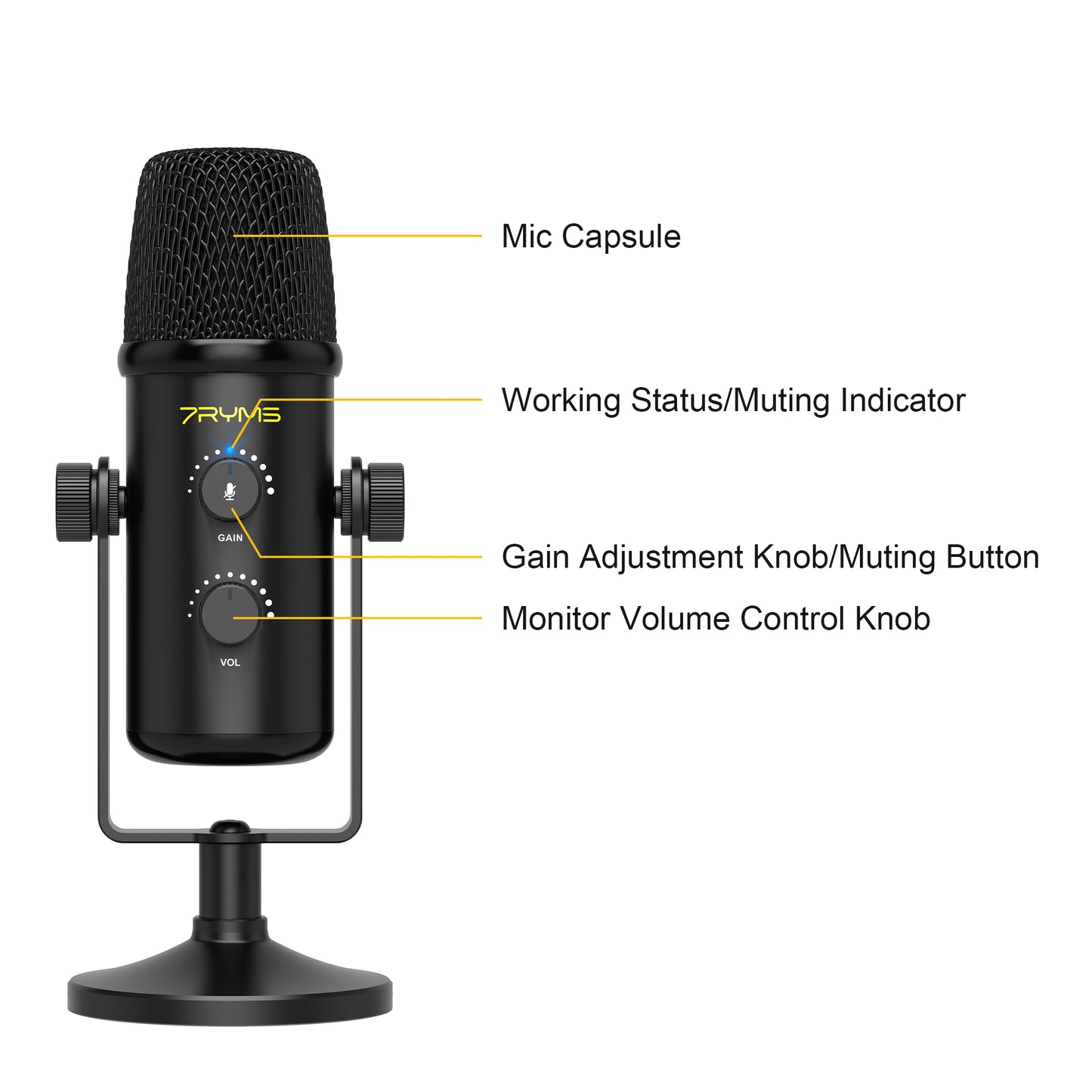 7RYMS AT20 Cardioid Condenser USB Microphone