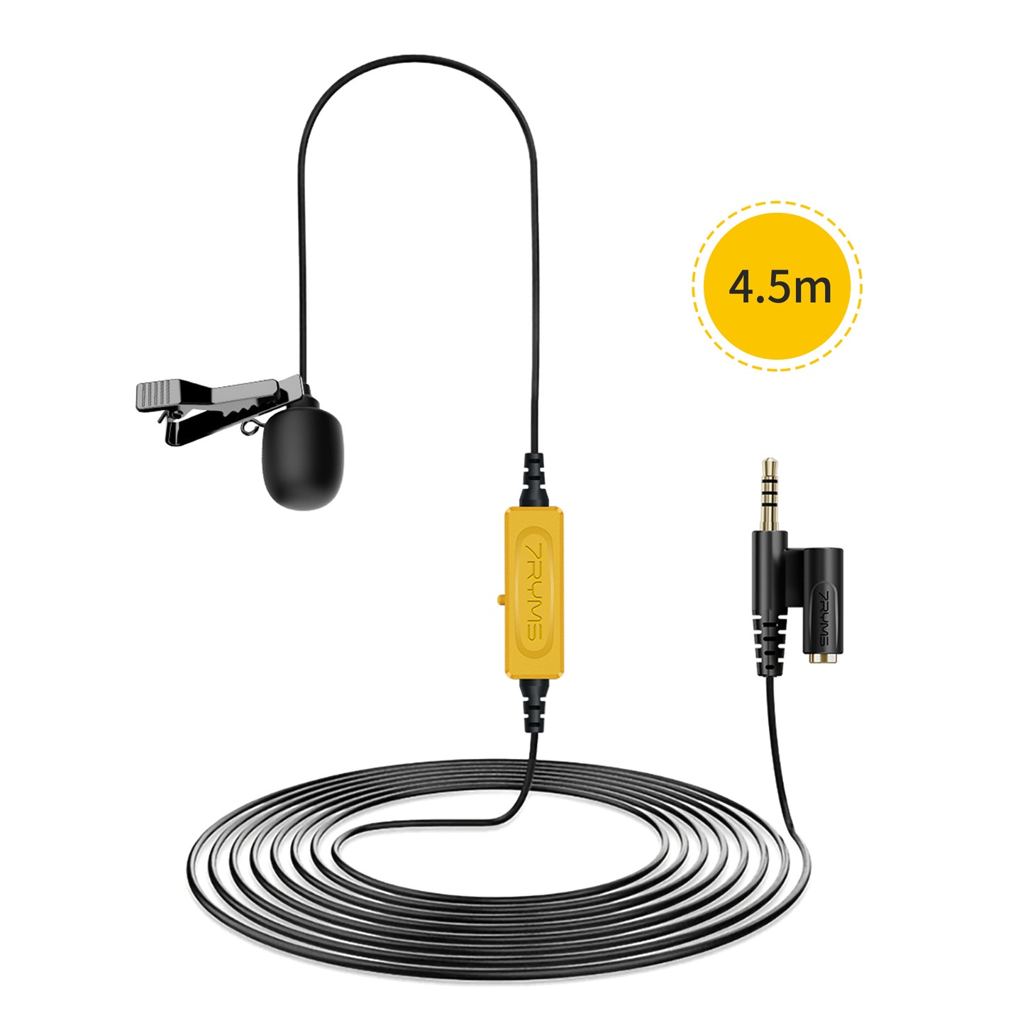 7RYMS S.LAV 01 Lavalier Microphone for Smartphone, Camera and Computer (4.5 m.)