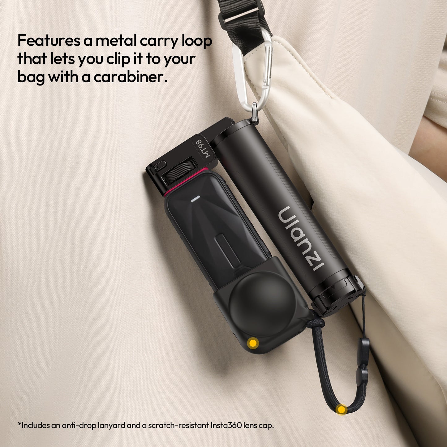 Ulanzi MT98 Opvouwbare Invisible Selfiestick voor Insta360 - Selfiesticks