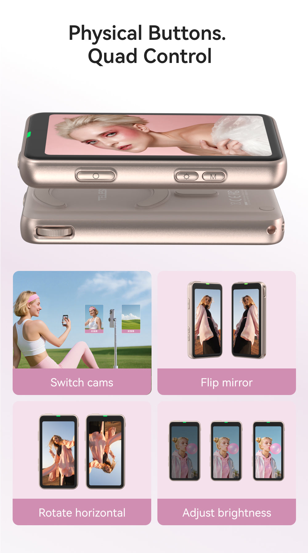 Telesin Selfie Vlog Monitor Magnetisch 4 inch - Champagne - Overige producten