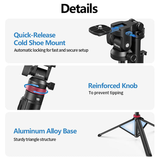 Ulanzi MT-78 Multi-functioneel statief voor smartphone en camera - 185cm - Vaste statieven