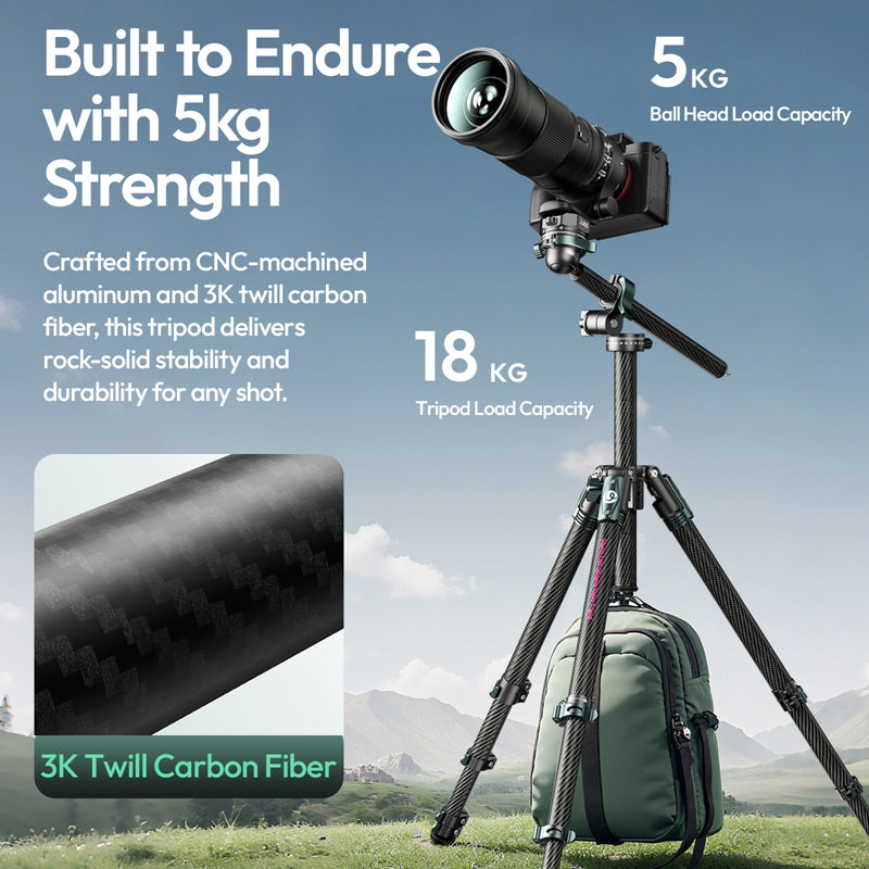 Ulanzi GlideGo JJ05 Photo Tripod met kantelbare arm - Carbon - Grote statieven