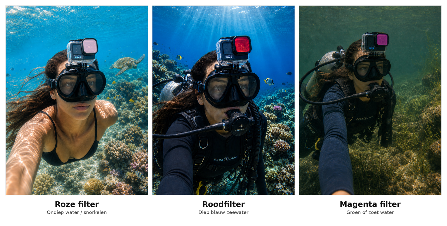 MOJOGEAR Duikfilters voor MOJOGEAR GoPro Hero 13 behuizing - GoPro Onderwater-accessoires