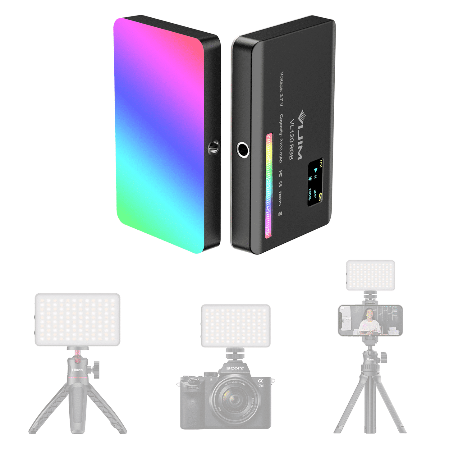 Ulanzi VL120 RGB Multi Color LED-videolamp - Cameralampen