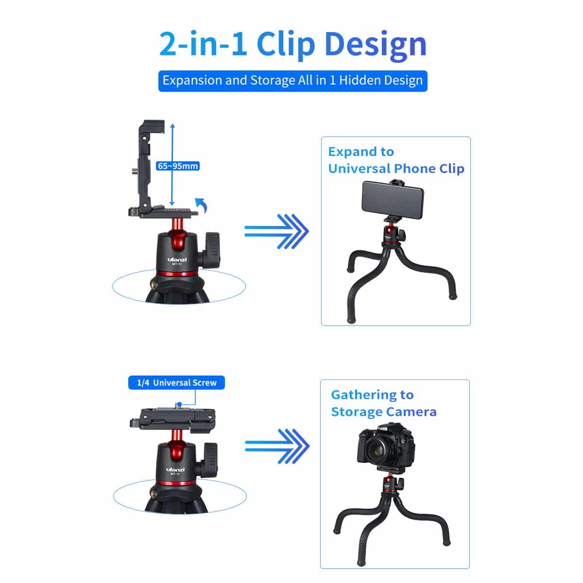 Ulanzi MT-11 flexibel statief XL met extra stevige poten en ingebouwde telefoonhouder