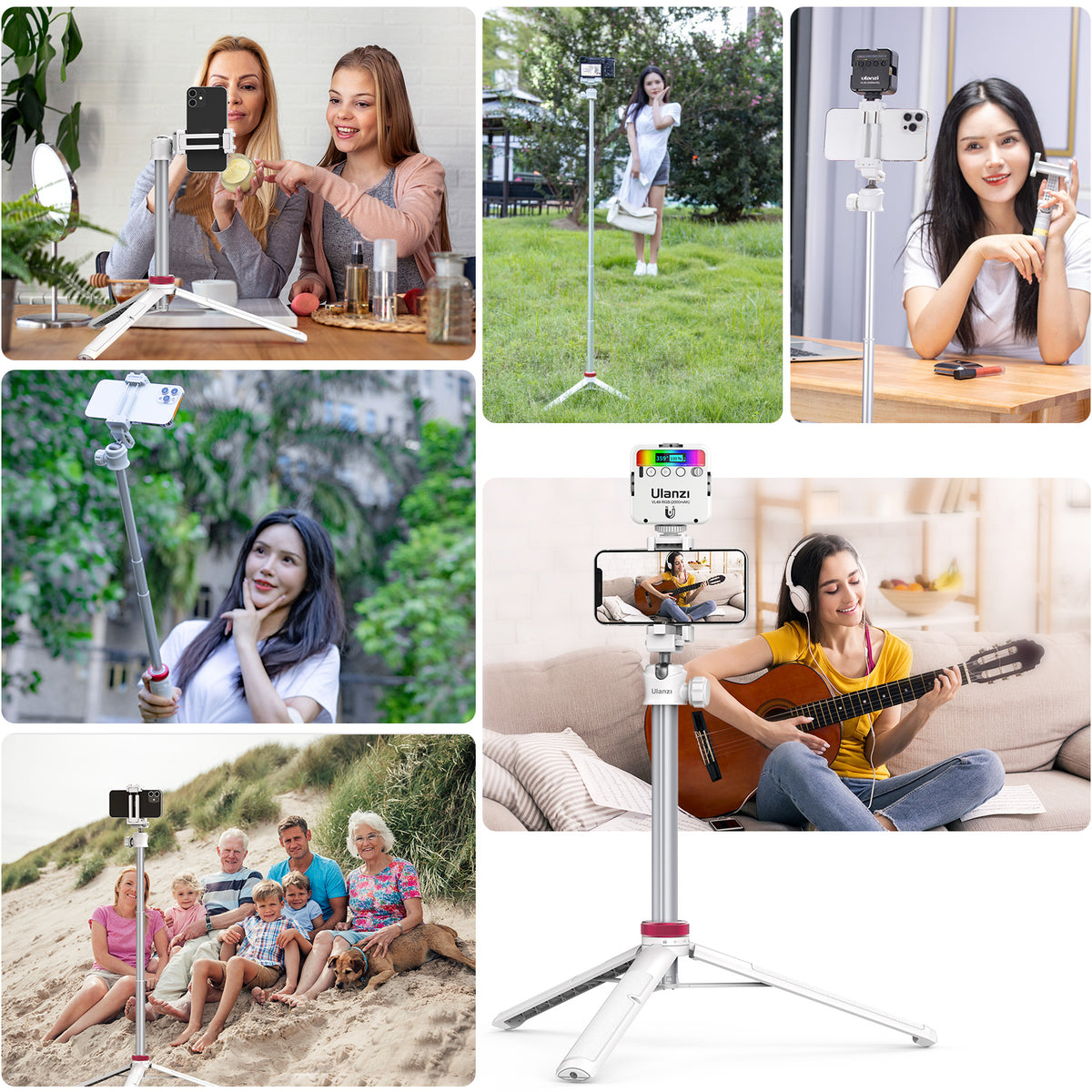 Ulanzi MT-44 Selfie Stick Tripod for Phone and Camera - 146cm - White