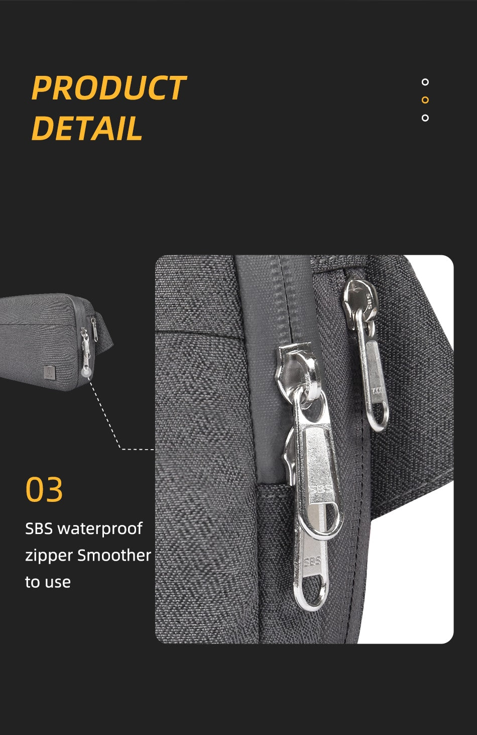Wiwu Alpha Crossbody Water Repellent Belt Bag for Cables & Accessories - Grey