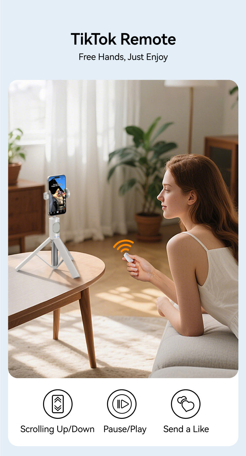 Telesin Selfiestick Statief voor smartphone met remote - Wit