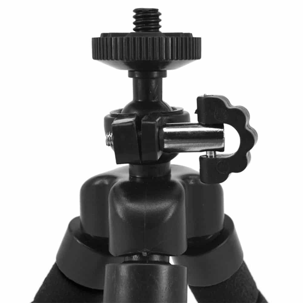 Flexibel mini-statief met schuimrubber poten KIT: incl. telefoonhouder, bluetooth remote, GoPro-adapter & opbergzakje - Flexibele statieven