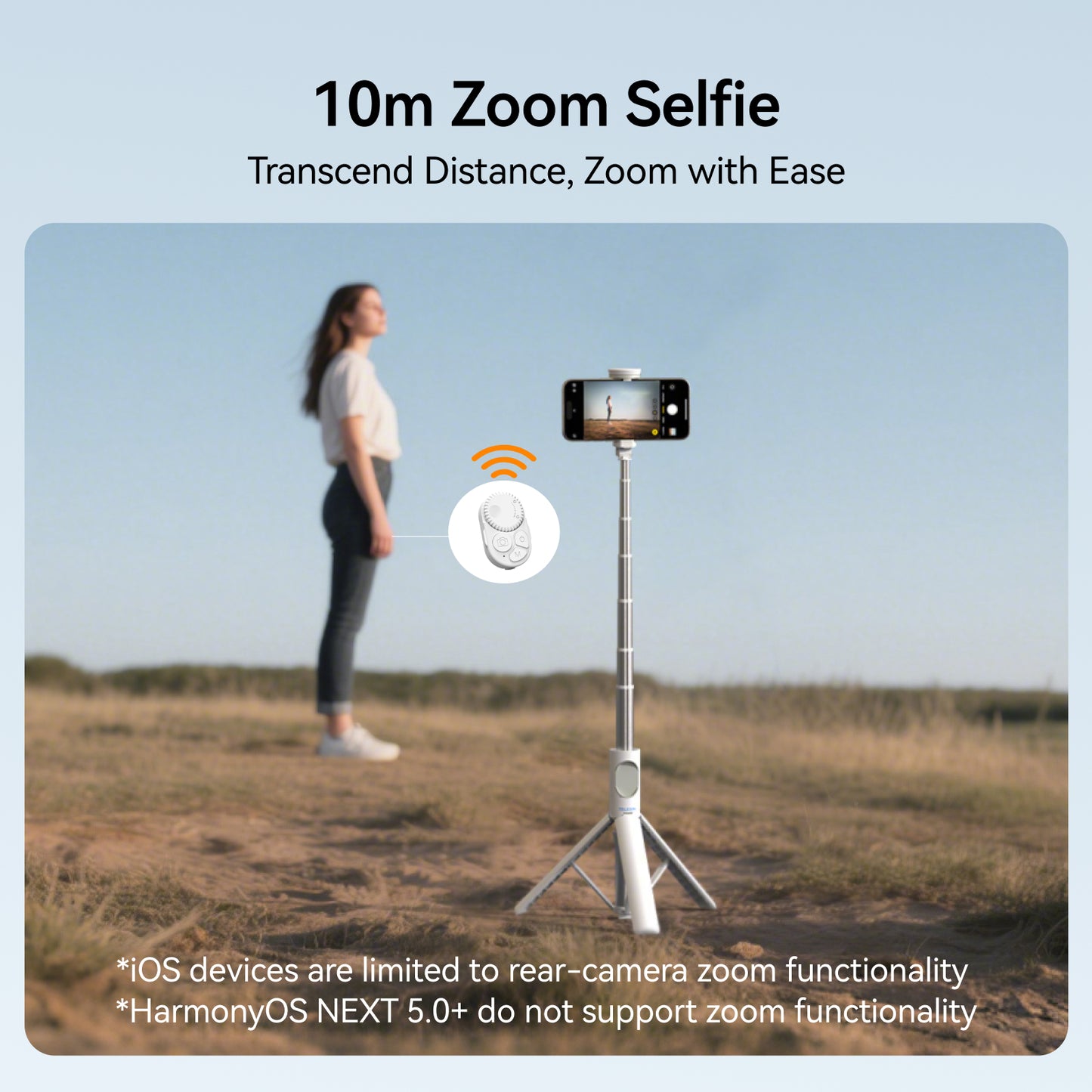 Telesin Selfiestick Statief voor smartphone met remote - Wit