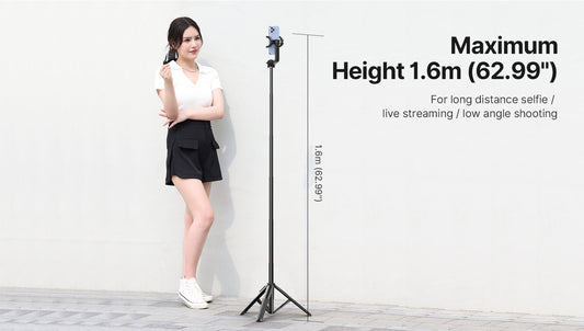 Ulanzi SK-03 Selfie Stick Statief 160 cm met klem en Bluetooth remote - Selfiesticks
