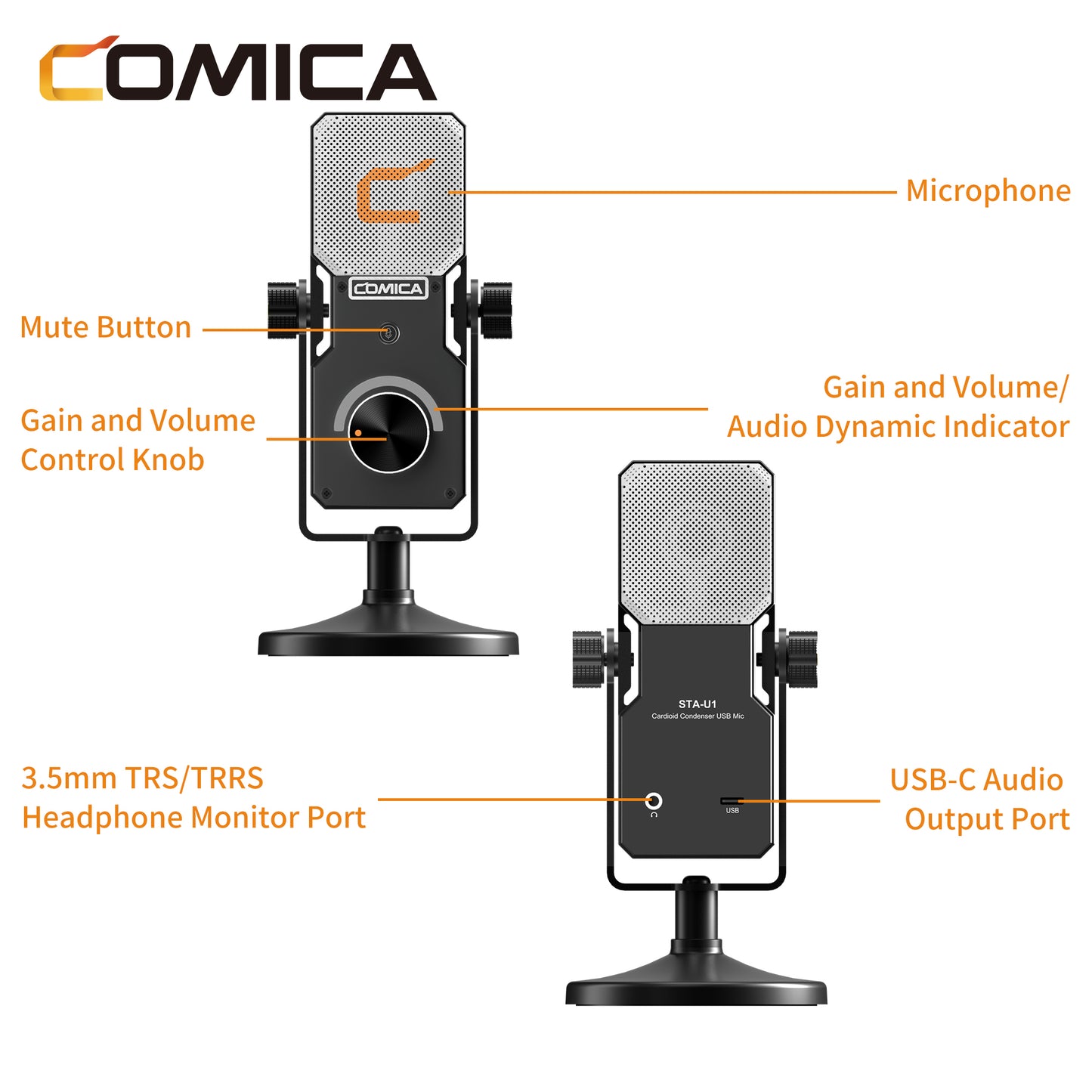 Comica STA-U1 USB microphone for streaming, studio, podcast