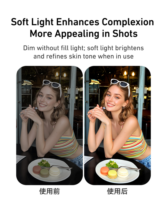 Telesin Mini Selfie Ringlamp met klem voor smartphone - wit - Videoverlichting