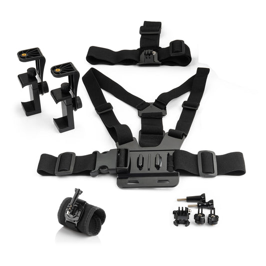 MOJOGEAR A03 Hoofd-, Borst- & Polsband Kit - voor GoPro & smartphone