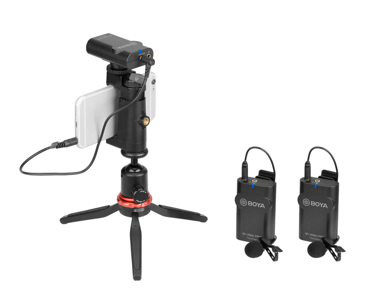 BOYA WM4 Pro K2 draadloze microfoon met 2 zenders - voor smartphone / camera / PC