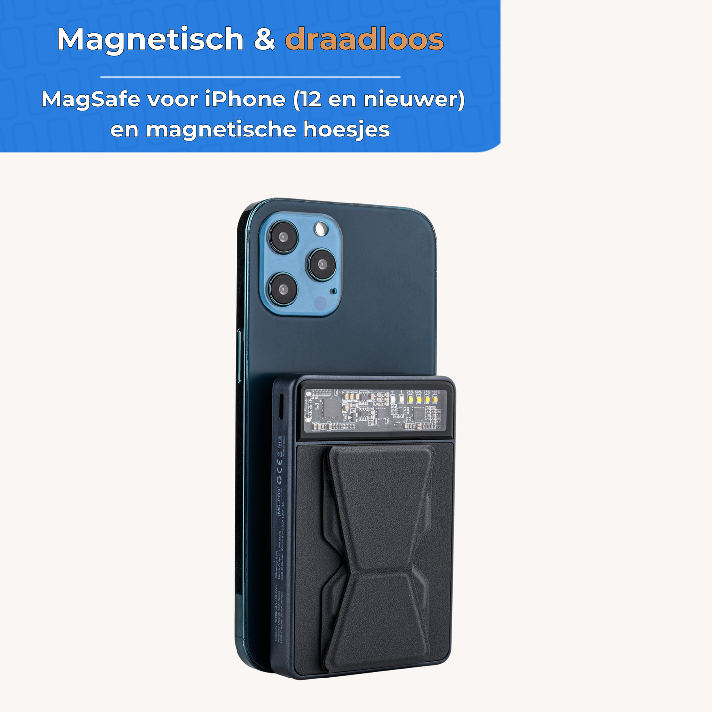 MOJOGEAR Wireless Phone+Watch 10000mAh Power Bank for Smartphone and Apple Watch - Wireless & Magnetic - Suitable for MagSafe