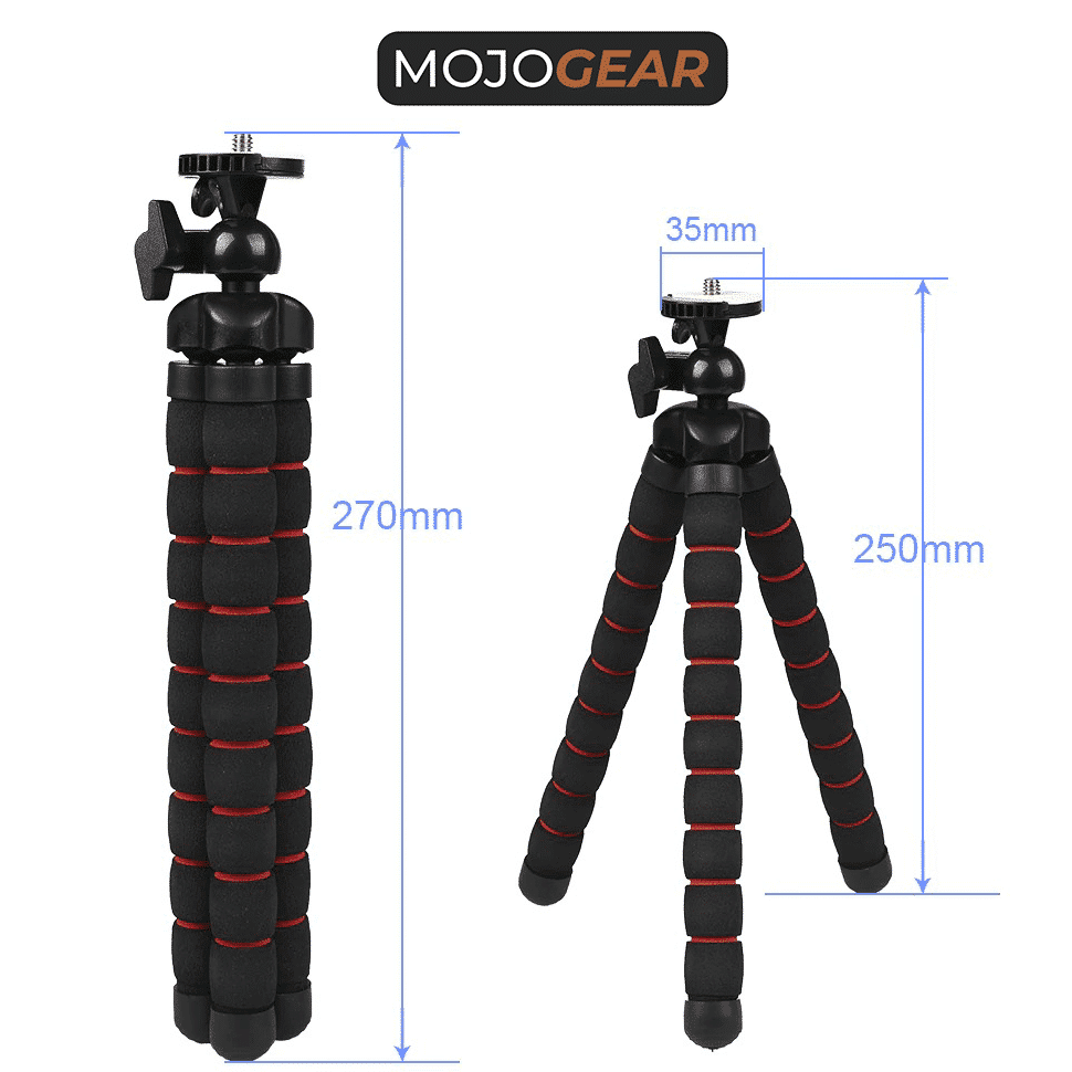 Flexibel statief met schuimrubber poten Zwart/Rood