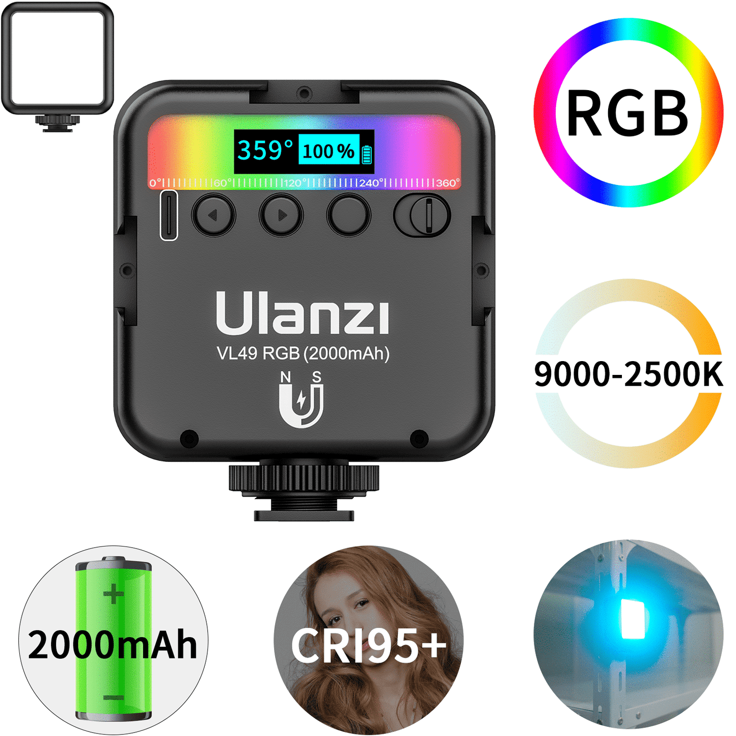 Ulanzi VL49 RGB Multi Color LED-videolamp