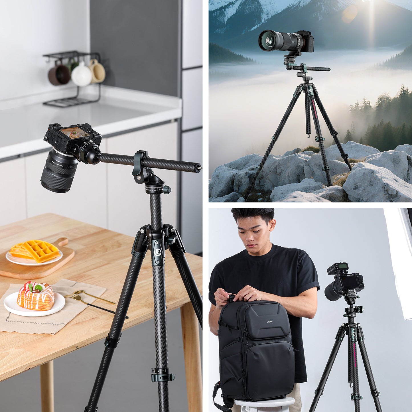 Ulanzi GlideGo JJ05 Photo Tripod met kantelbare arm - Carbon - Grote statieven