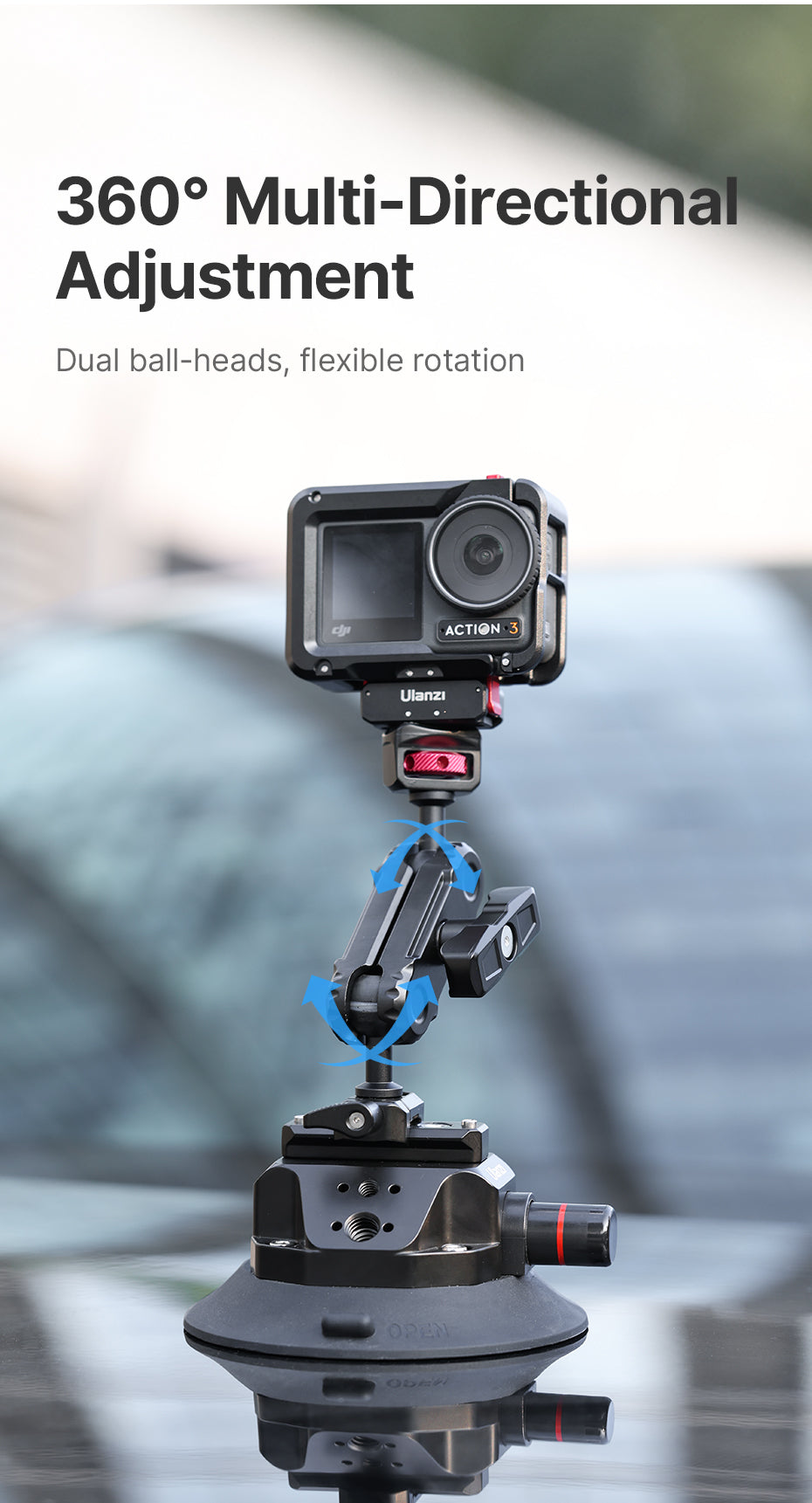 Ulanzi SC-02 Extra Strong 4.5 inch Suction Cup with Magic Arm for Camera - up to 3kg